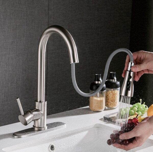 Pull-out Hot And Cold Household Kitchen And Dishwashing Brushed Copper Sink Faucet - Image 6