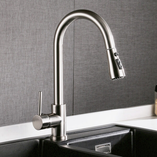 Pull-out Hot And Cold Household Kitchen And Dishwashing Brushed Copper Sink Faucet - Image 5