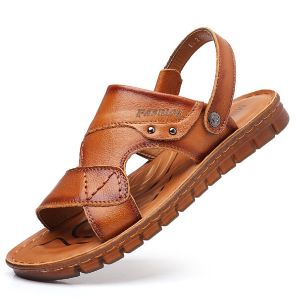 Men's Sandals Beach Shoes Top Layer Cattlehide Leather Fashion