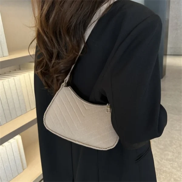 ISKYBOB Felt Stone Pattern Shoulder Bag Women Underarm Bag Girl Crossbody Bag Fashion Design Chain Bag Retro Solid Color Handbag - Image 2