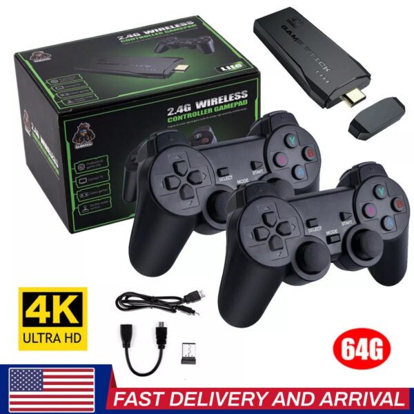 4K Retro Game Console Plug-Play 20000- Video Game Stick-2x Wireless Controllers - Image 8