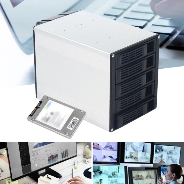 Hard Drive Enclosure Internal - 5 Hot Swap Bay Mobile Rack for 3.5inch HDD in 3X Aluminium+Plastic for Consumer Electronic