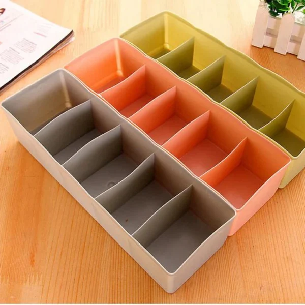 5 Grids Storage Basket Wardrobe Organizer Women Men Storage Box For Socks Underwear Plastic Container Makeup Organizer - Image 4