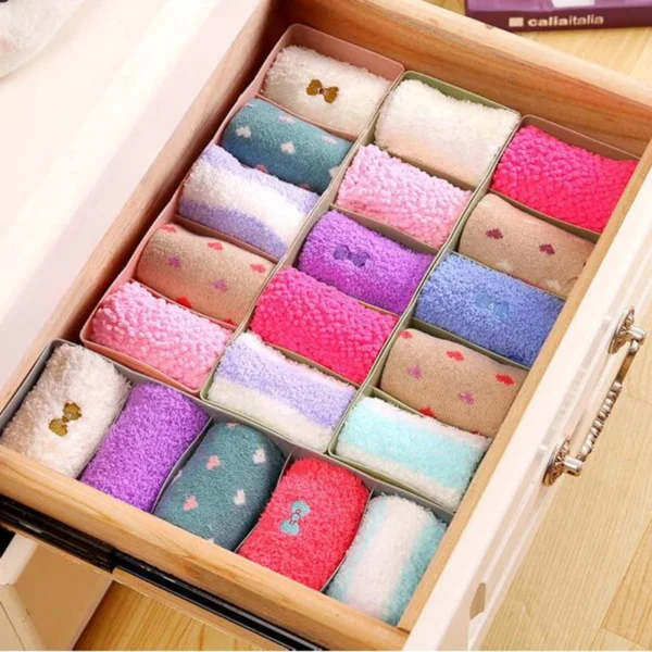 5 Grids Storage Basket Wardrobe Organizer Women Men Storage Box For Socks Underwear Plastic Container Makeup Organizer - Image 2