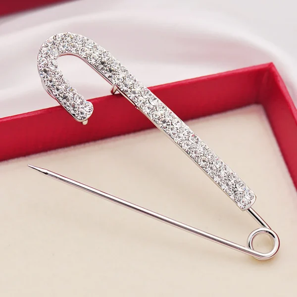 Big Luxury Crystal Rhinestone Brooch for Women Girls Silver Color Safty Pin Brooch Lapel Pin Badge Sweater Dress Clothing Decor - Image 6
