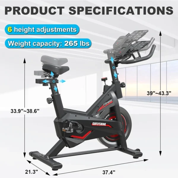 Bikes Stationary,Exercise Bike for Home Indoor Cycling Bike for Home Cardio Gym,Workout Bike with pad Mount & LCD Monitor,Silent - Image 2