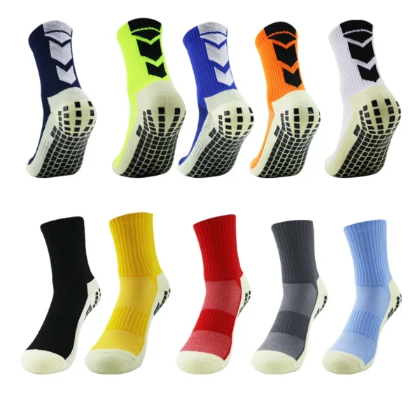 Slip Socks 2025 Football New Soccer for Men Anti Teenage Kid Boys Sport Grips Crew Socks Black White Blue High Quality Socks