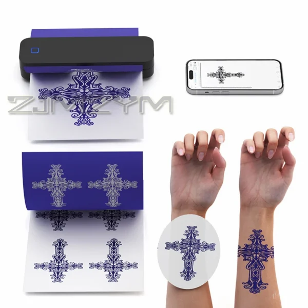 A4 Thermal Transfer Printer Portable Wireless Bluetooth Tattoo Printer Inkless Photo Document Printer Use With Mobile/Laptop - Image 6