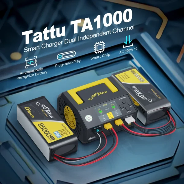 Tattu TA1000 G-Tech Dual-channel Charger 25A*2 1000W for 1S-7S Drone Battery - Image 5