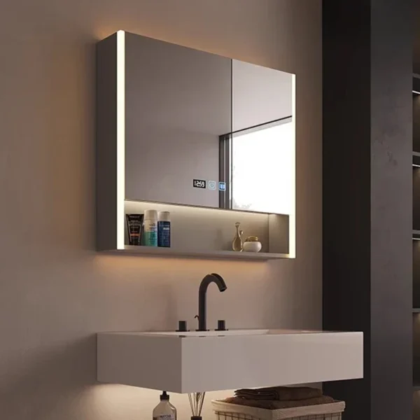 Originality Smart Bathroom Cabinets Wall-hung Type Defogging Storage Bathroom Mirror Cabinet Shelf Vanity Home Furniture FYBC