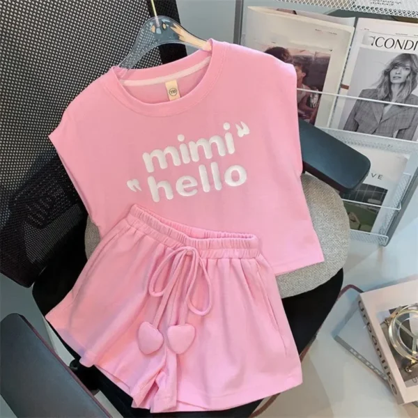 Summer Children Girls Clothes Letter Print T-shirt and Shorts Set Kid Girl Sleeveless Top Bottom 2pcs Suit Tracksuit Streetwear