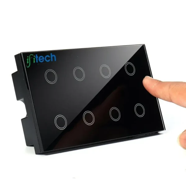 IFITech Smart Live Automation Touch Switch 8 Gang Wall Switch, Tempered Glass, WiFi Control (Amazon Echo/Dot/Spot) Black - Image 4