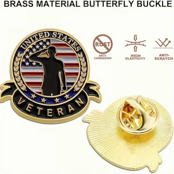 New Fashionable And Exquisite Metal Butterfly Buckle American Veteran Brooch For Men And Women Clothing Accessories Jewelry Gift - Image 2