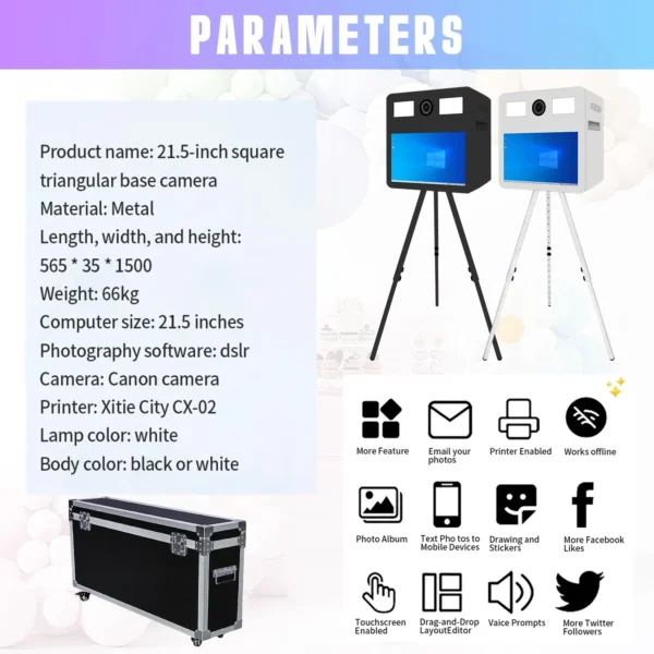 21.5" Touch Screen Mirror Photo Booth Portable Selfie PhotoBooth Machine DSLR Booth for Wedding Parties Rental Events - Image 4