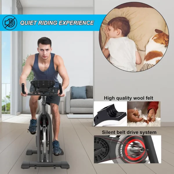 Bikes Stationary,Exercise Bike for Home Indoor Cycling Bike for Home Cardio Gym,Workout Bike with pad Mount & LCD Monitor,Silent - Image 5