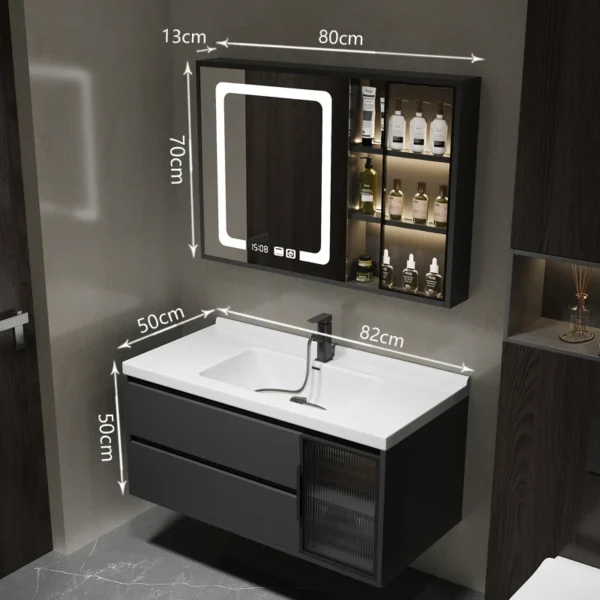 Modern Simple Bathroom Cabinets Solid Wood Salon Vintage Drawer Bathroom Cabinets Light Storage Mobiletto Bagno Home Furniture - Image 4