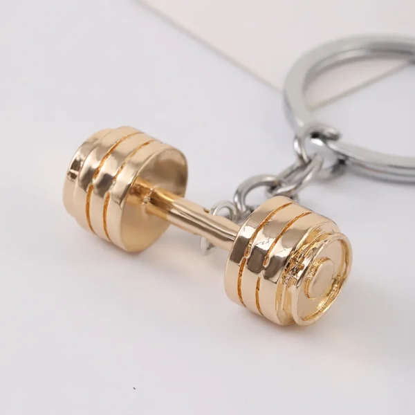 Fashion Dumbbell Metal Keychain Outdoor Sports Accessories Gym High-end Small Gifts Electroplating Polishing Exquisite Beautiful