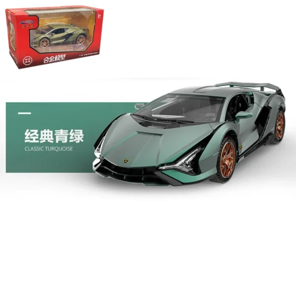 1: 24 spray Lamborghini sian alloy acousto-optic return force low lying sports car simulation model toy gift - Image 6