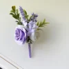 Men Buttonhole Boutonniere Prom Wedding Accessories Purple Roses Artificial Flowers Party Graduation Ceremony Suit Decoration - Image 3