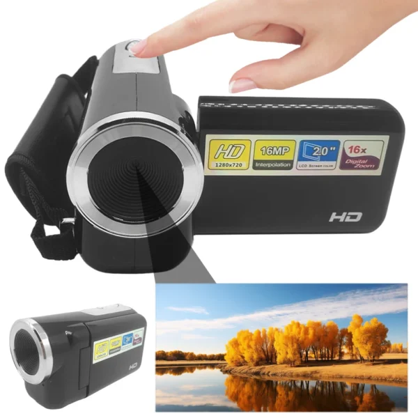 16MP 720P Digital Camera 2.0 Inch Rotatable Screen Camcorder Camera 16X Zoom HD Video Recorder DV Camera Built-in LED Flash - Image 4