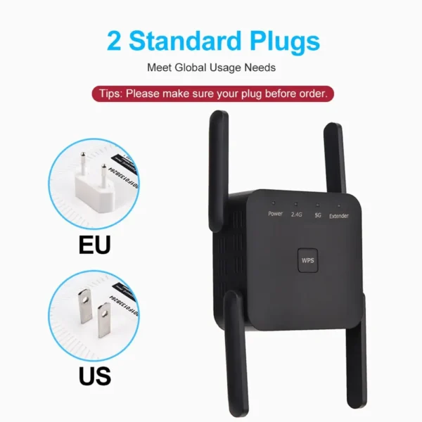 FENVI 5Ghz AC1200 WiFi Repeater 1200Mbps Router Black WiFi Extender Amplifier 2.4G/5GHz Wi-Fi Signal Booster Long Range Network - Image 6