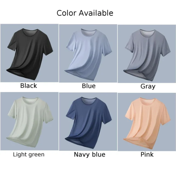 Short Sleeve Basic Tee Tops Base Shirt Tee Tops T-Shirt Breathable Clothing Ice Silk Mans Pullovers Round Neck - Image 2