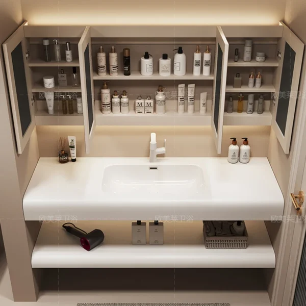 Modern Simple Bathroom Cabinets Washbasin White Storage Bedroom Bathroom Cabinets Vanity Mirror Armadi Aperti Home Furniture - Image 2