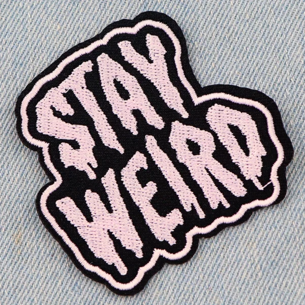 STAY WEIRD Patches On Clothes Astronaut Embroidered Patches Funny Quotes Sew Badges Iron On Patch DIY Clothing Accessories - Image 2