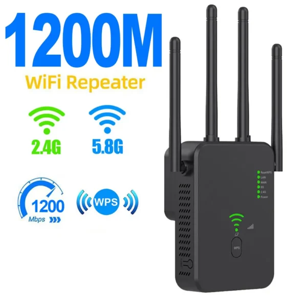 1200Mbps Wireless WiFi Repeater Wifi Signal Booster Dual-Band 2.4G 5G WiFi Extender 802.11ac Gigabit WiFi Amplifier WPS Router