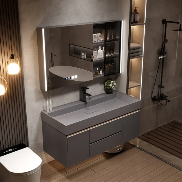 Washbasin Toilet Bathroom Cabinets Vintage Vanity Grey Light Bathroom Cabinets Mirror Storage Mobiletto Bagno Home Furniture