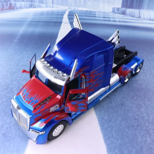 1:24 Transformers Optimus Prime Western Star 5700XE Phantom Metal Model Alloy Toy Car For Children Gift Collection J224 - Image 4