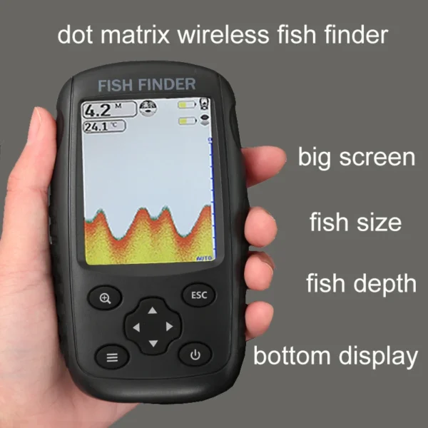 Brand New Colorful Wireless Fish Finder Dot Matrix Sonar Sensor Transducer Depth Echo Sounder Recharged Battery - Image 6