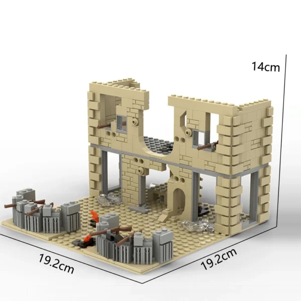 MOC Abandoned Ruined WW2 Military Base Rifles Fortress DIY War Scenes Assemble Building Blocks Accessories Figures Toy Model - Image 5