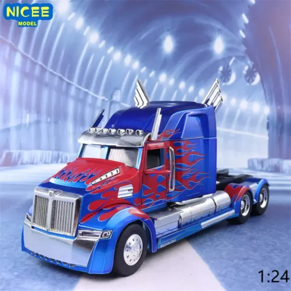 1:24 Transformers Optimus Prime Western Star 5700XE Phantom Metal Model Alloy Toy Car For Children Gift Collection J224