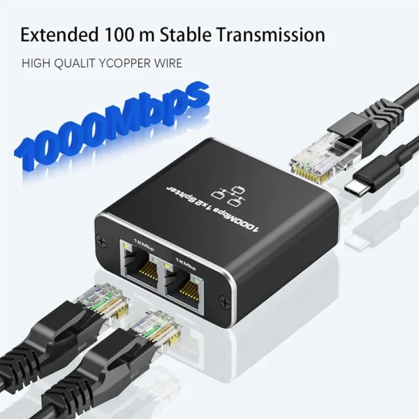 Gigabit Ethernet Switch Rj45 Splitter LAN Gigabit Extension Adapter 1000Mbps Network Connector 1to2 For PC Laptop TV Box Router - Image 3