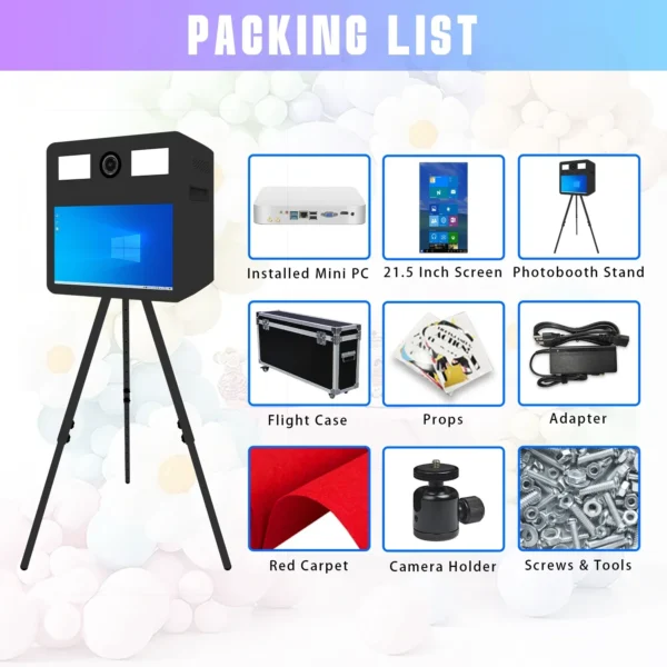 21.5" Touch Screen Mirror Photo Booth Portable Selfie PhotoBooth Machine DSLR Booth for Wedding Parties Rental Events - Image 2