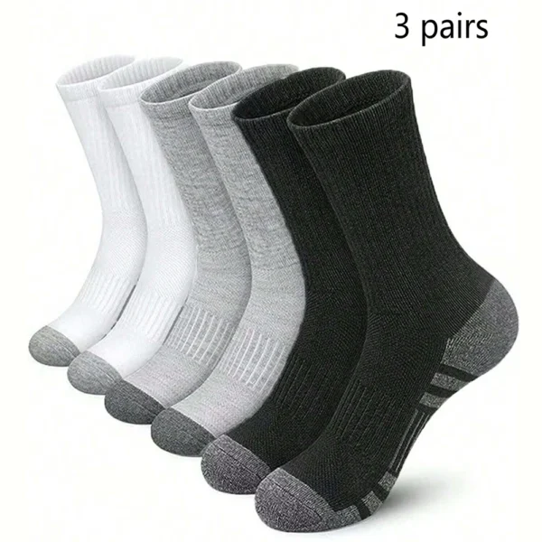 3 Pairs Men's Outdoor Gym Socks High Quality Comfortable Soft Ground-Gripping Football Large Size New Style