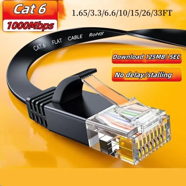 MIZIQIER long CAT 6 Flat Network Internet Cable 10Gbps SFTP RJ45 LAN Cable Patch Cord for Modem Router Gaming PC PS4/5/6 Xbox