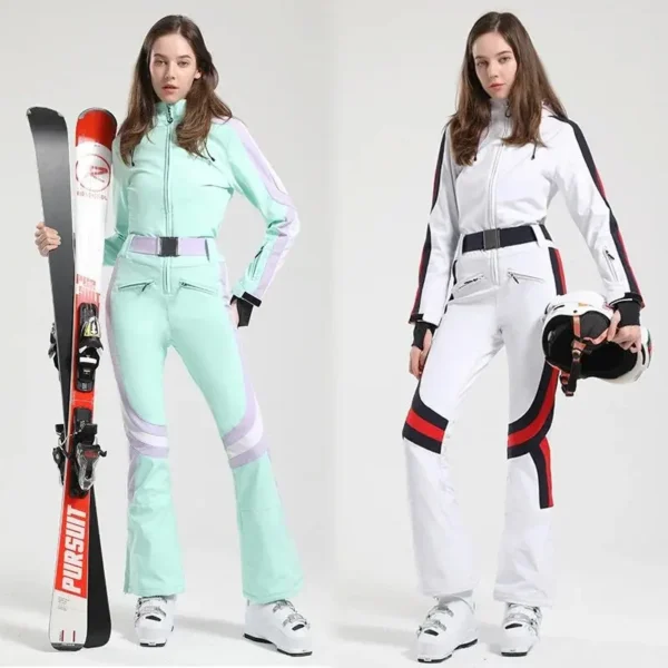 2025 New One-Piece Ski Suit Women Outdoor Snowboard Overalls Slim Warm Skiing Set Overalls Winter Clothing Wind Proof Waterproof